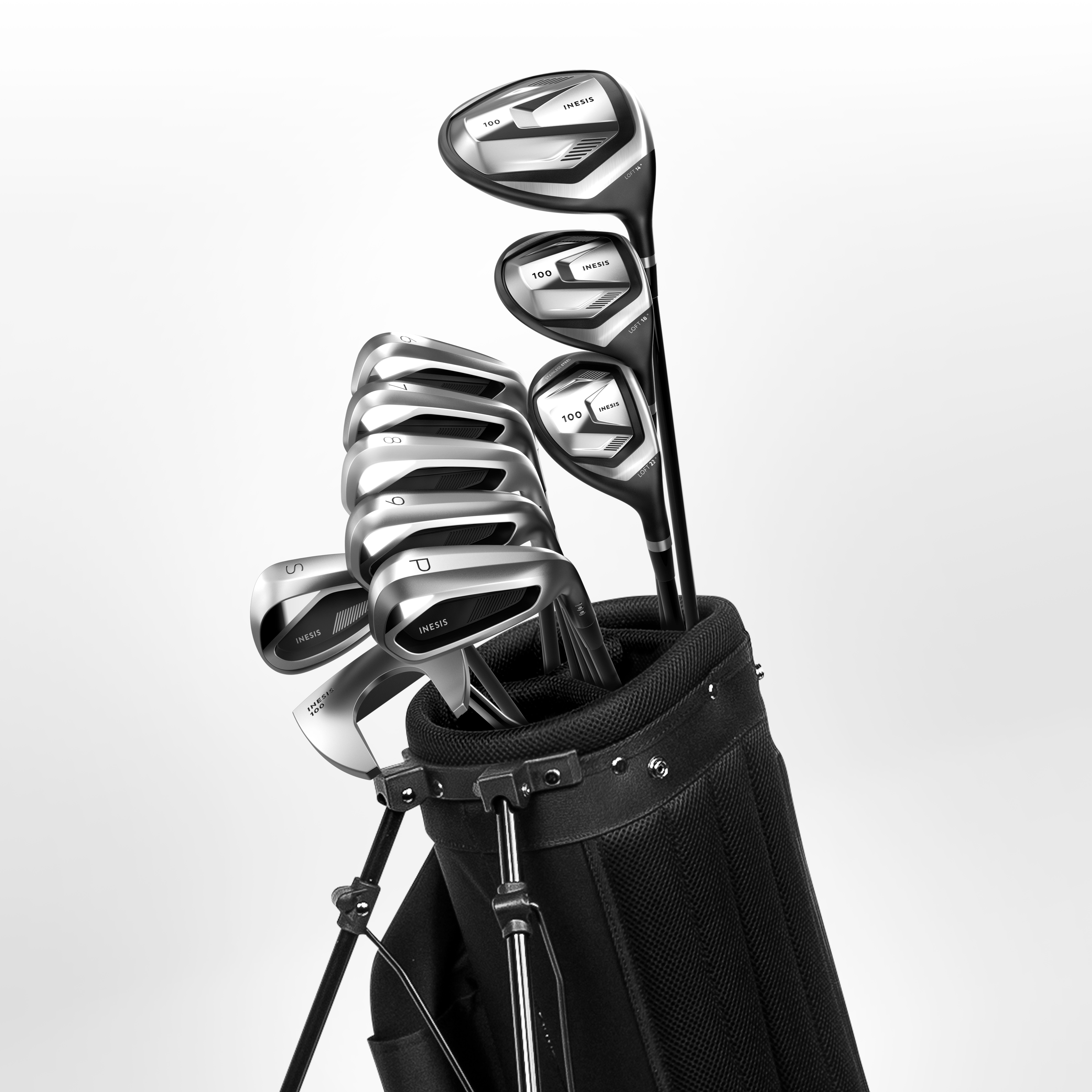 Set 10 Golf Clubs Right Handed Graphite 100 Precision Inesis