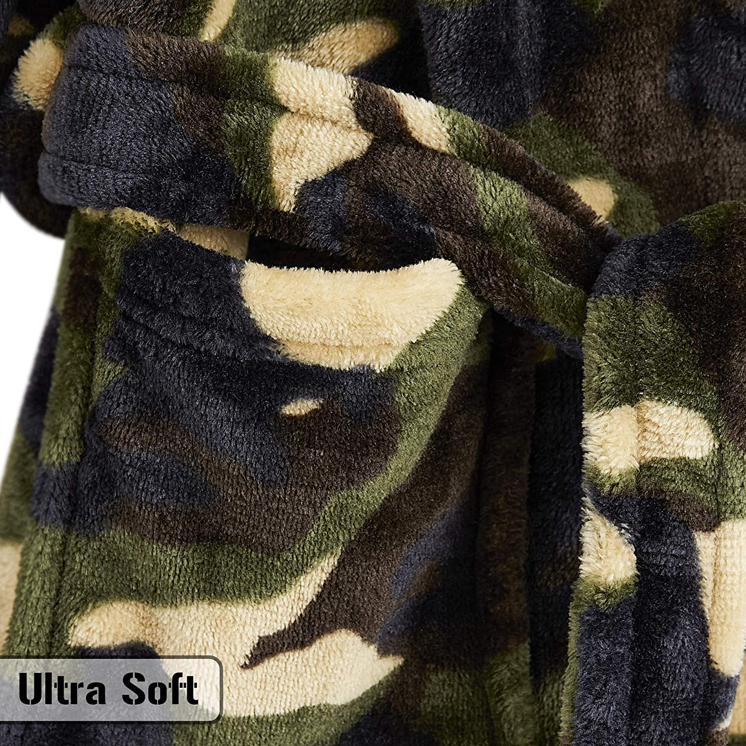 CityComfort Camouflage Dressing Gown with Hoodie, Pockets Girls, Boys Teenagers - Picture 12 of 14