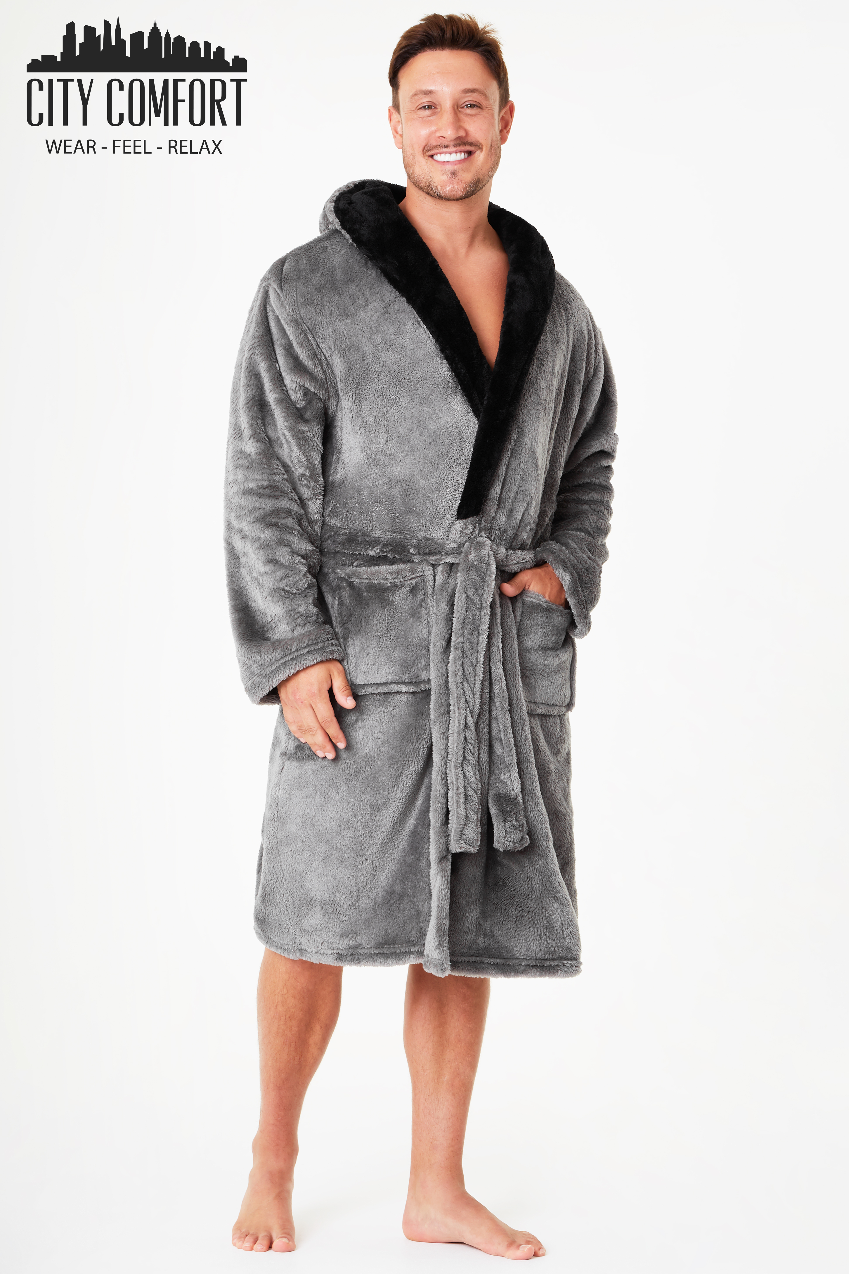 CityComfort Luxury Super Soft Men Dressing Gown Mens Bathrobe - Picture 4 of 13
