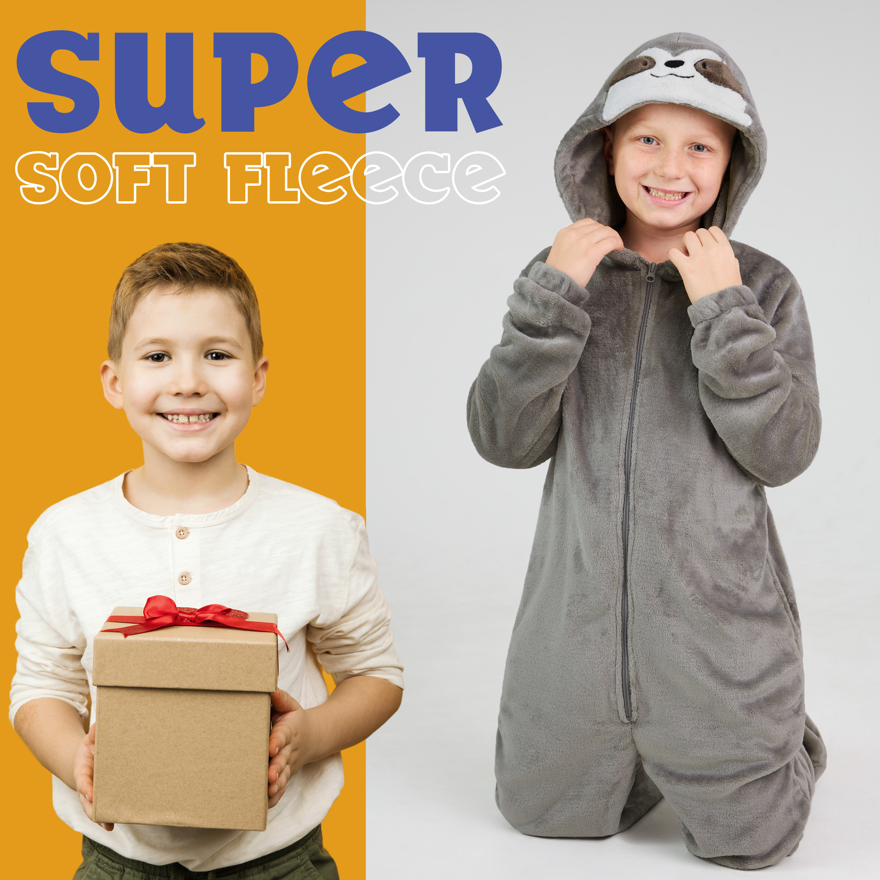 CityComfort Onesies voor mannen en tieners, loungewear fleece pyjama heren alles-in-één jumpsuit nachtkleding (tweekleurig grijs, 2XL