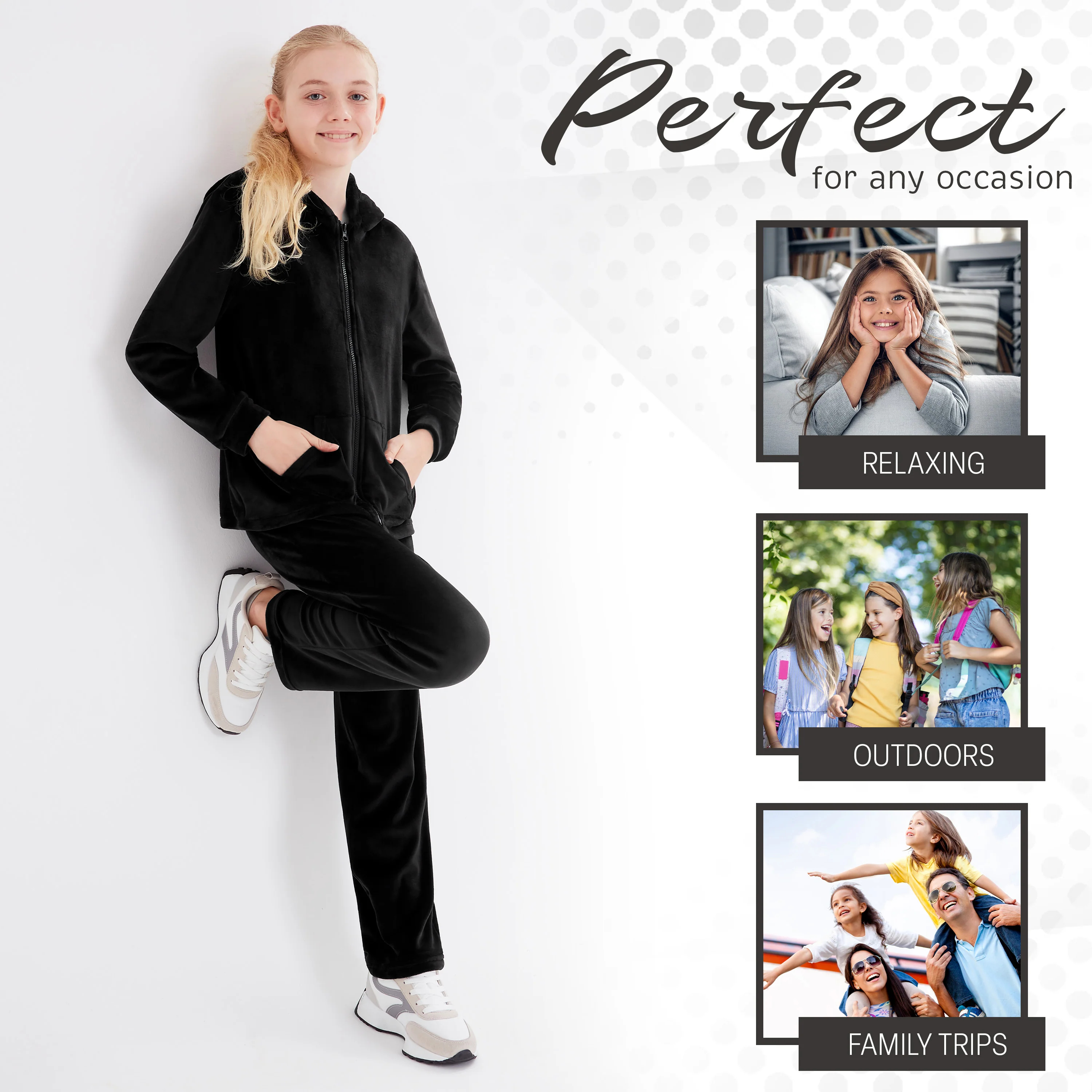 CityComfort Girls Tracksuit Set, 2 Piece Velour Tracksuit for Girls - Picture 7 of 21