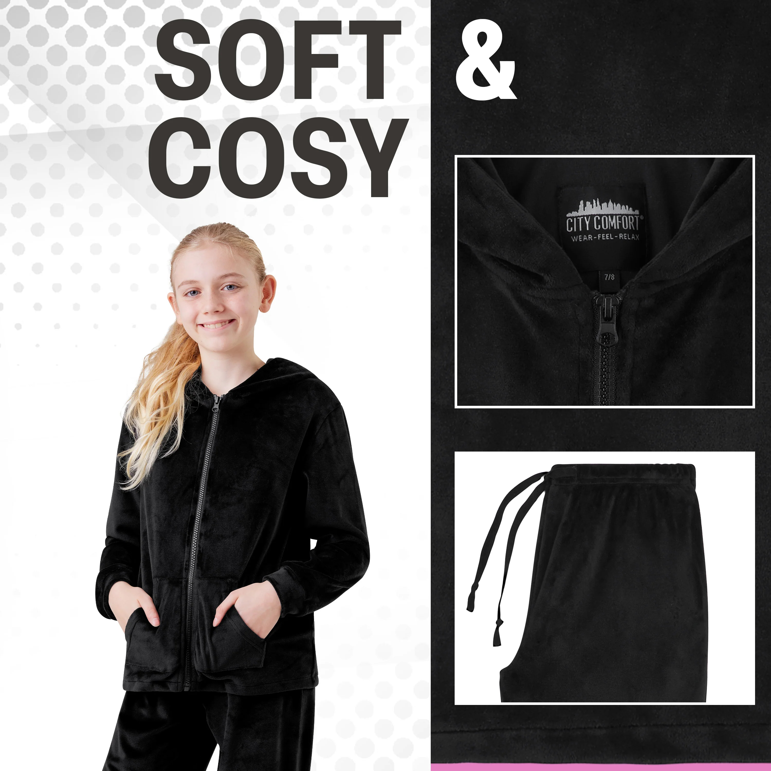 CityComfort Girls Tracksuit Set, 2 Piece Velour Tracksuit for Girls - Picture 8 of 21
