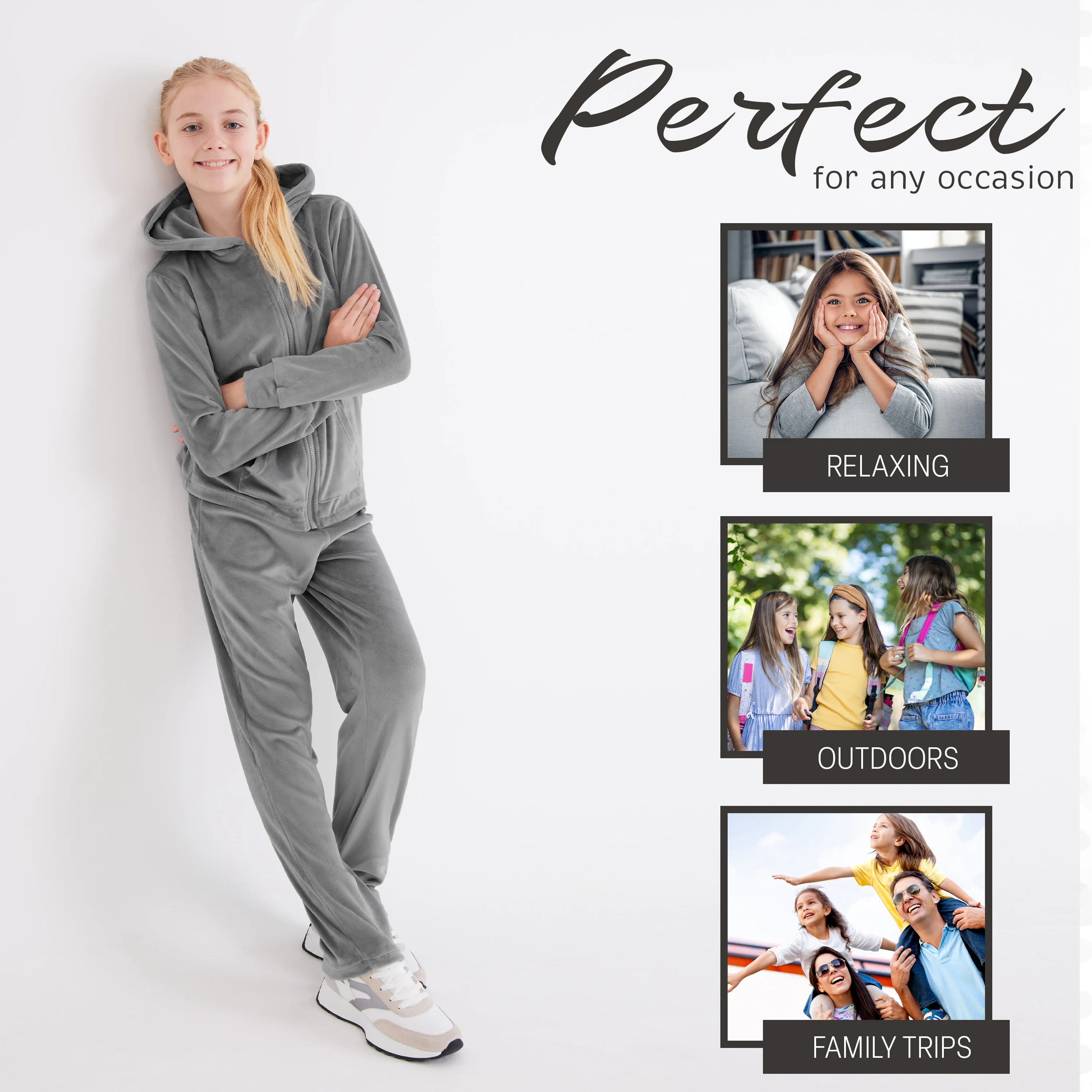 CityComfort Girls Tracksuit Set, 2 Piece Velour Tracksuit for Girls - Picture 19 of 21