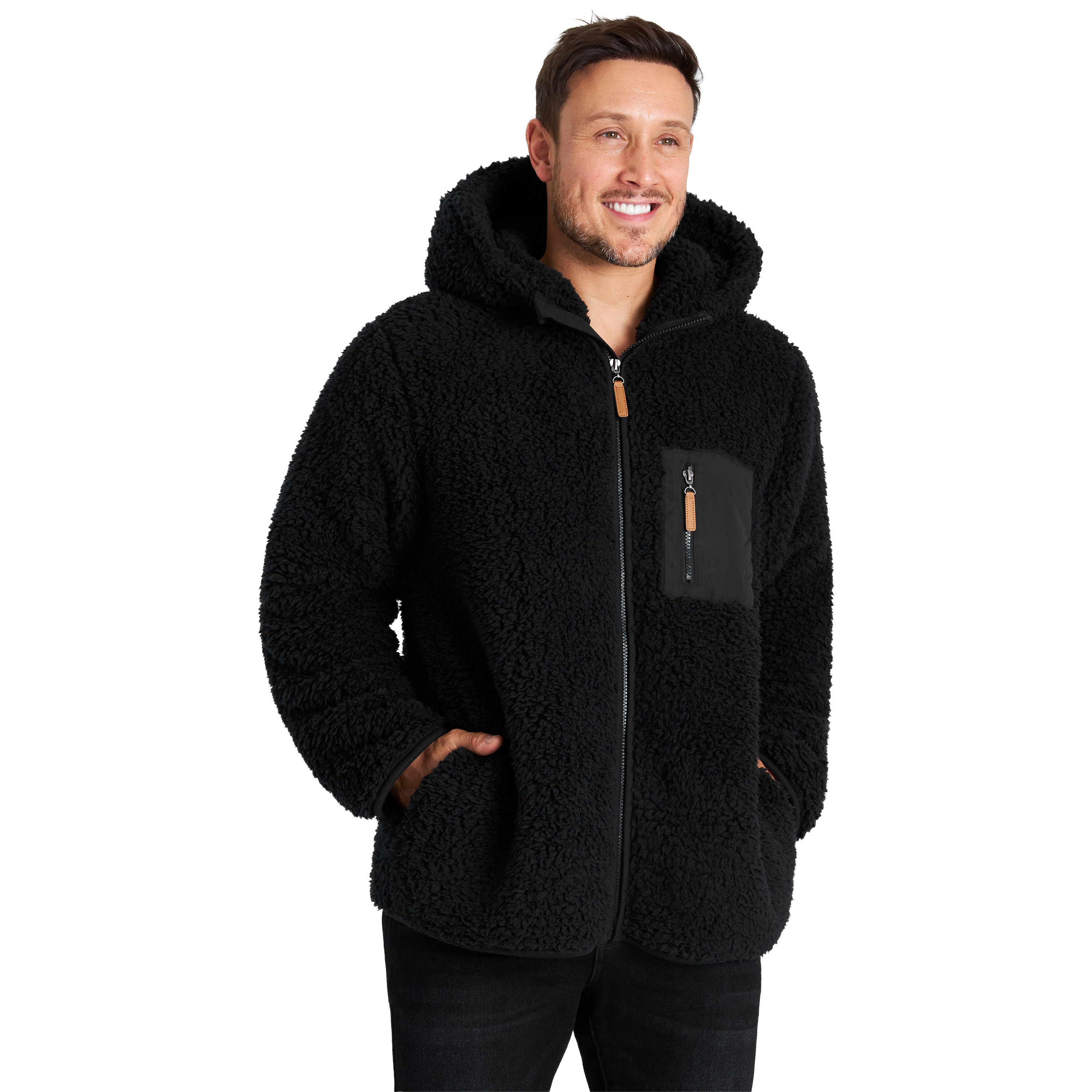CityComfort Mens Fleece Hoodie, Fluffy Zip Up Fleece Jacket