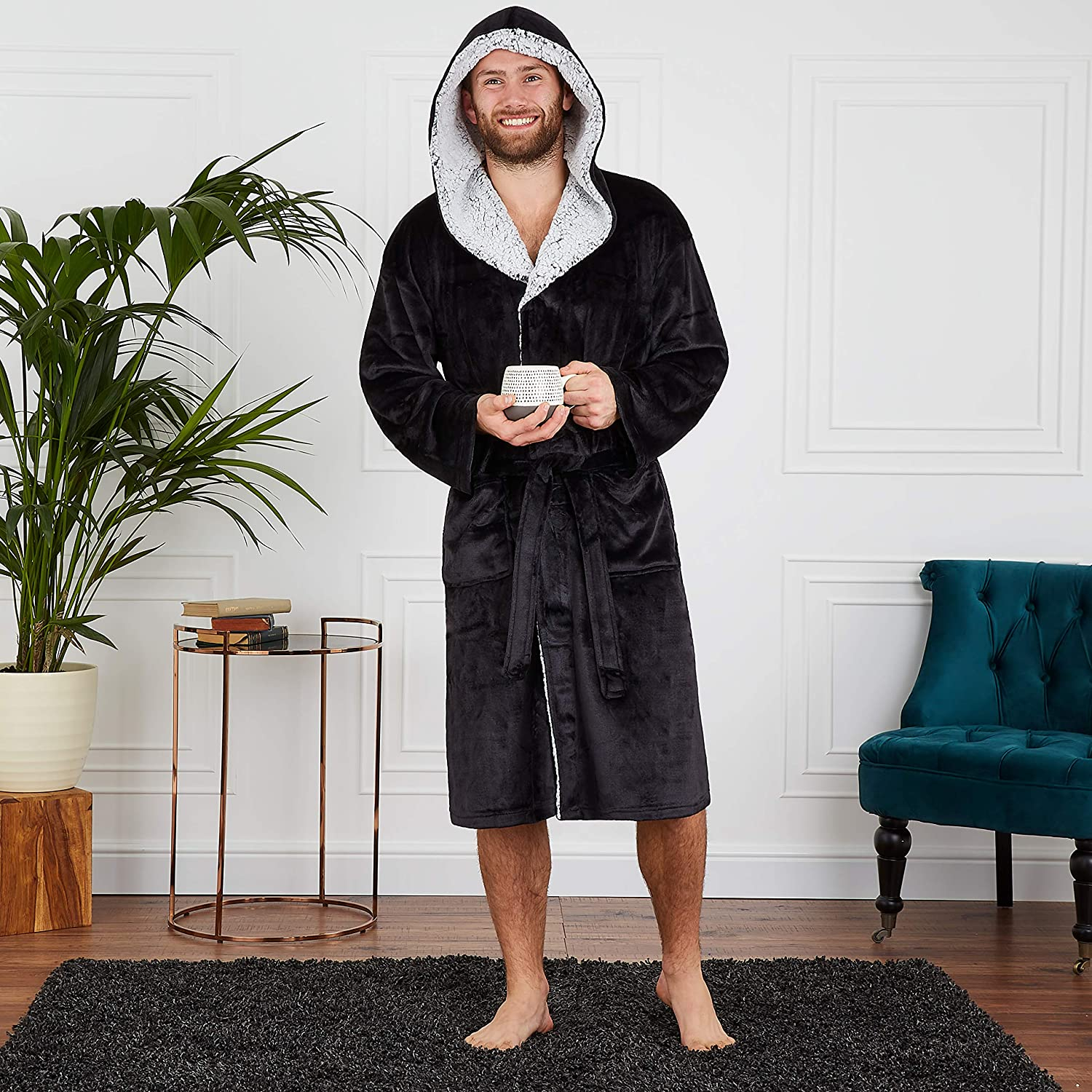 CityComfort Super Soft Luxury Hooded Dressing Gown for Men - Picture 12 of 27