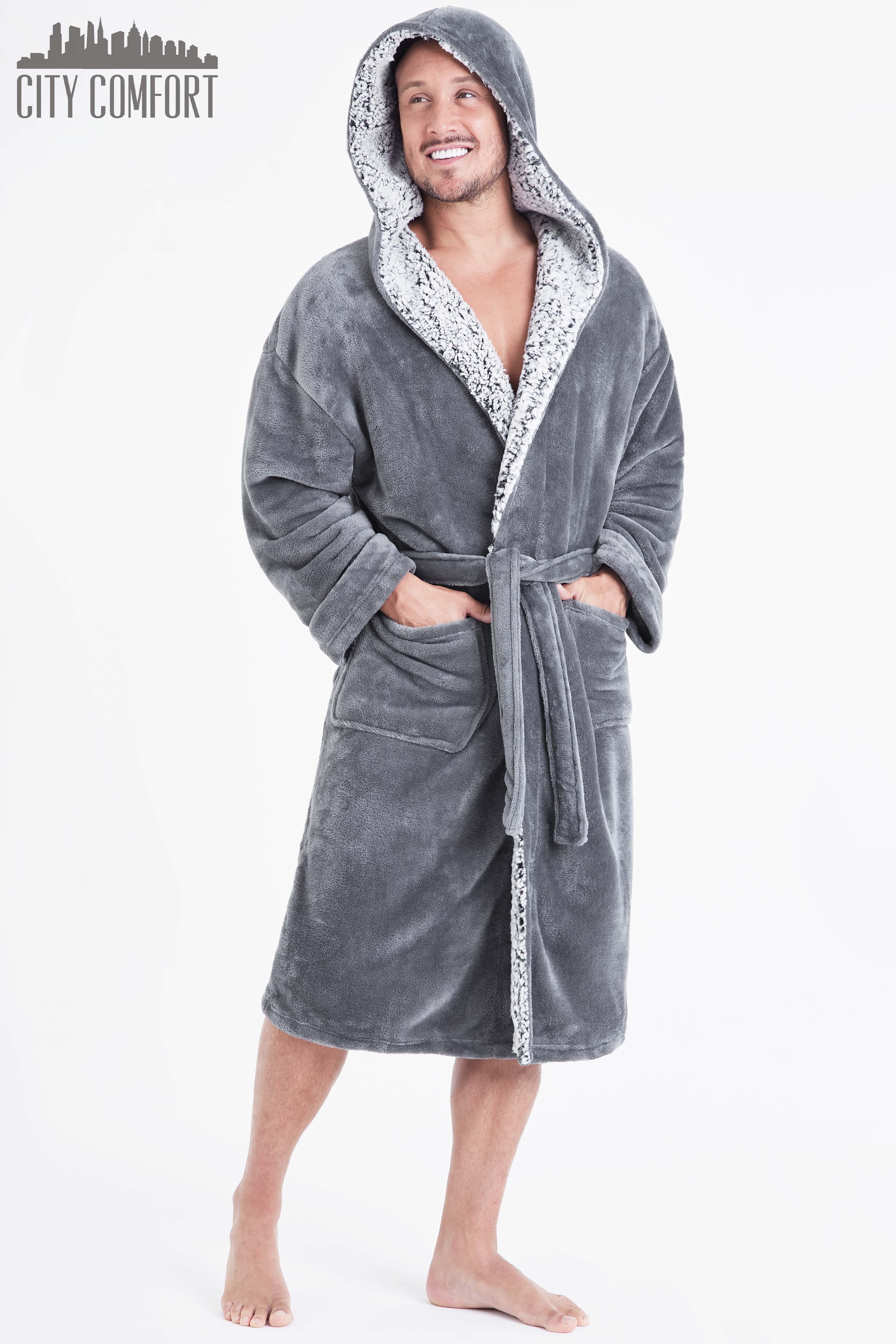 CityComfort Super Soft Luxury Hooded Dressing Gown for Men - Picture 18 of 27