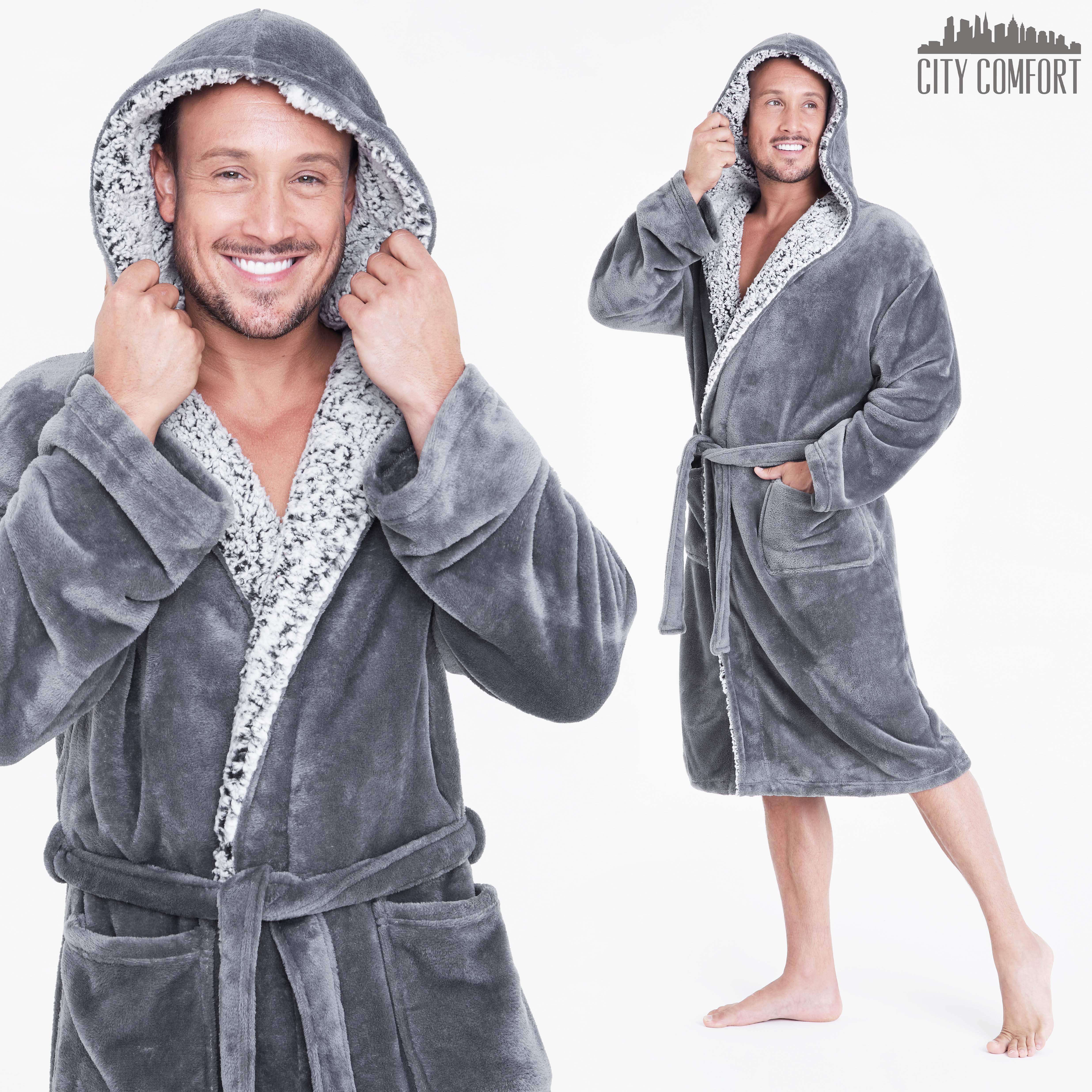 CityComfort Super Soft Luxury Hooded Dressing Gown for Men - Picture 19 of 27