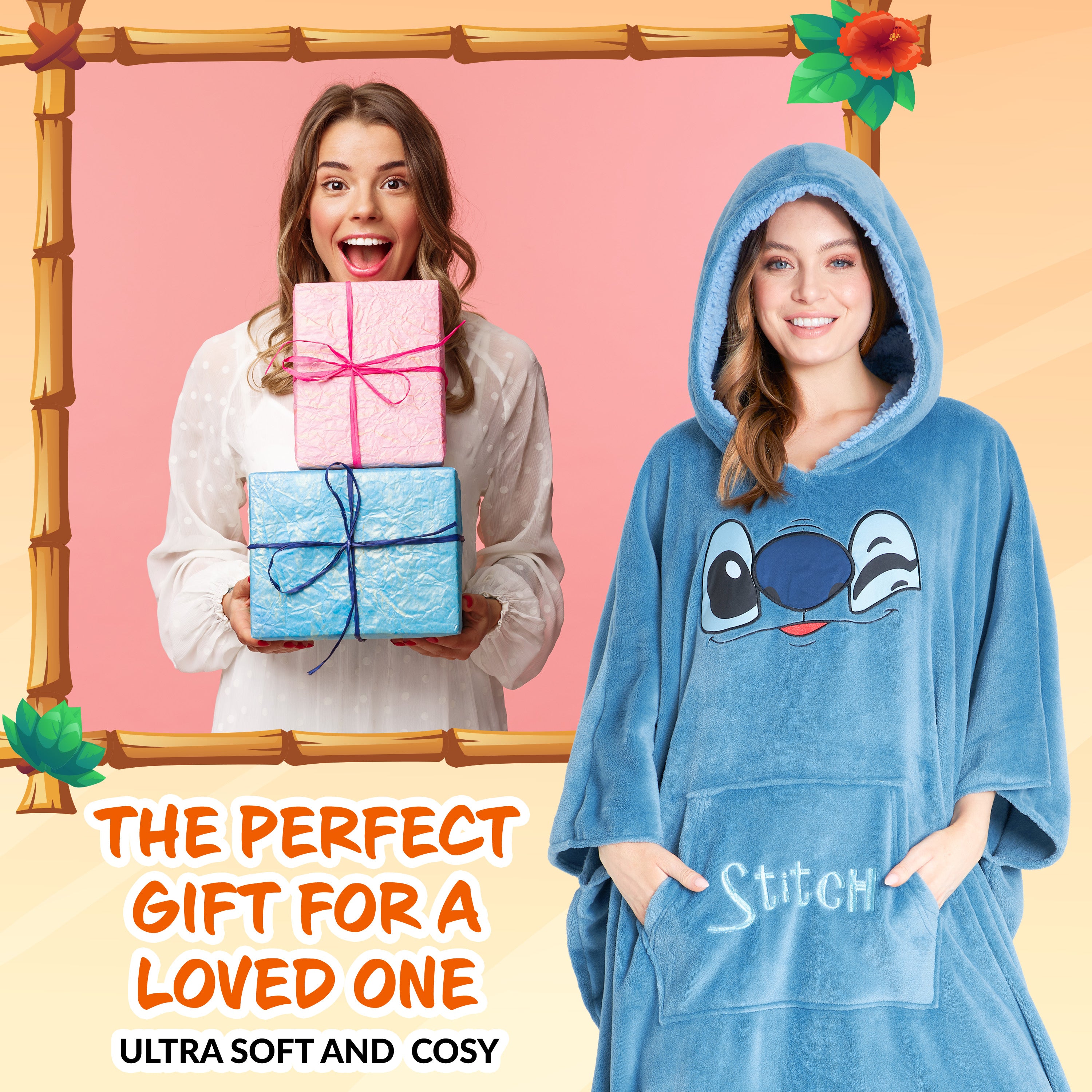 Disney Hoodie Blanket, Sherpa Fleece Oversized Hoodie, Stitch