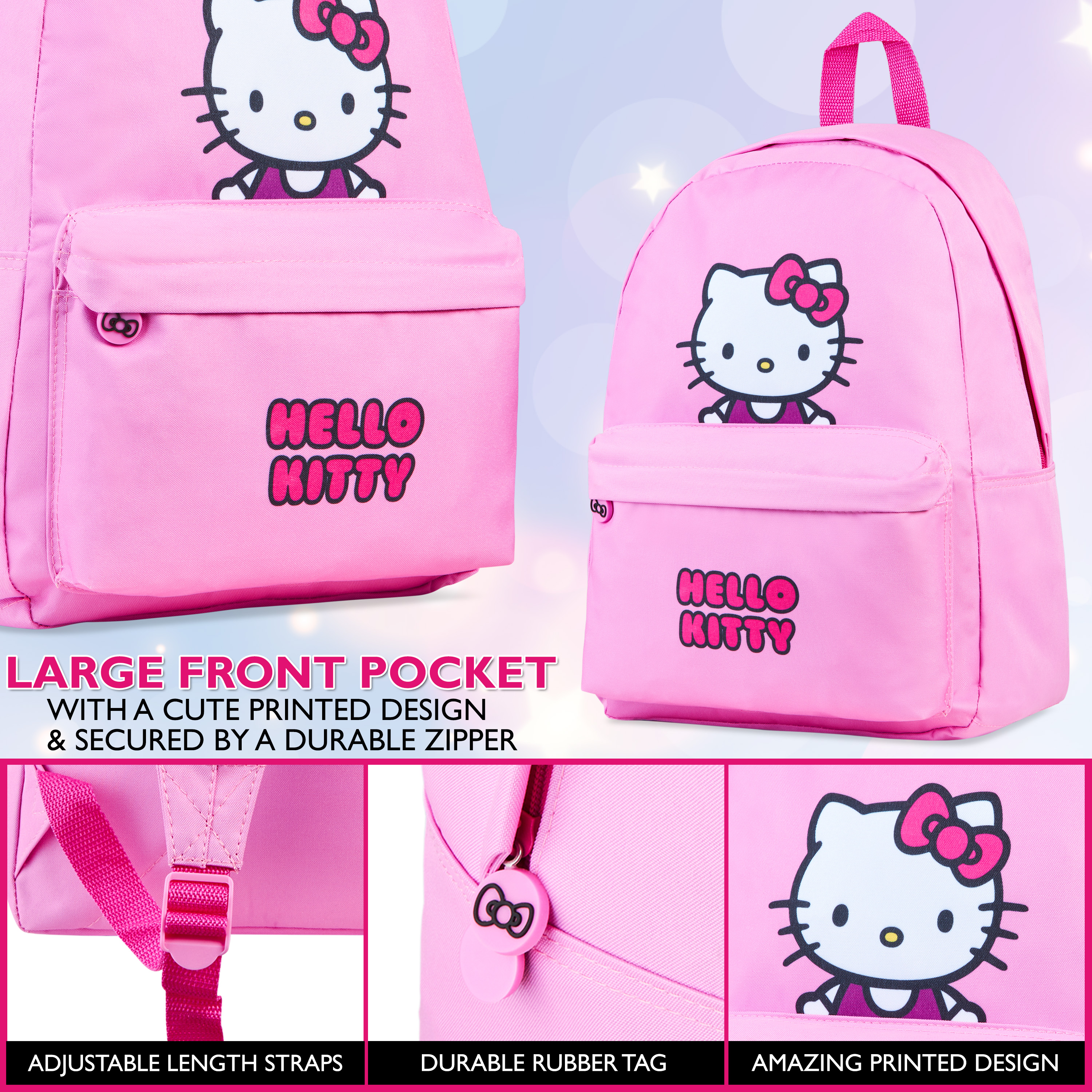Hello Kitty Girls HK-Hello Backpack With Front Zipper Bag | eBay