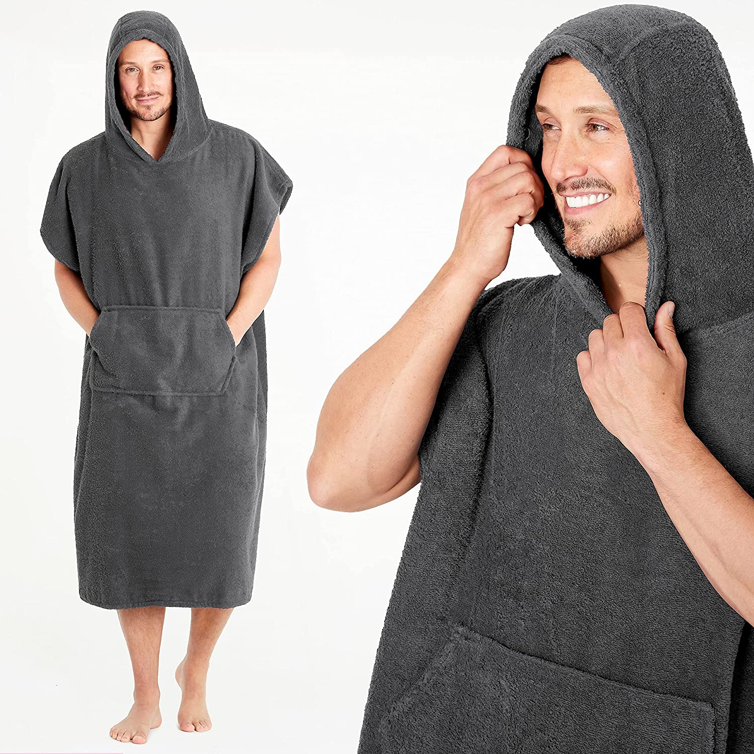 CityComfort Unisex Adults Hooded Towel Poncho Robe with Pocket - Picture 14 of 26