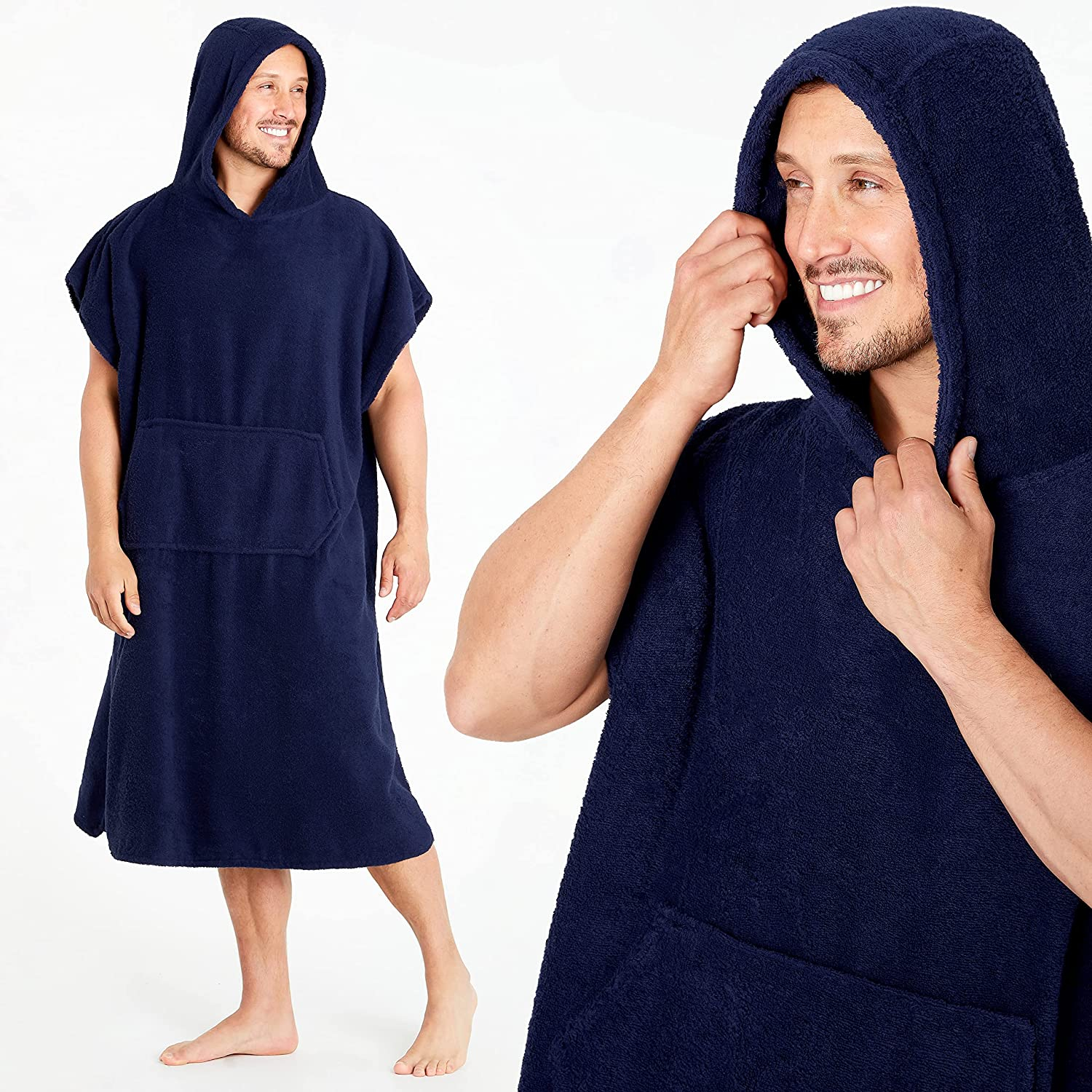 CityComfort Unisex Adults Hooded Towel Poncho Robe with Pocket - Picture 8 of 26