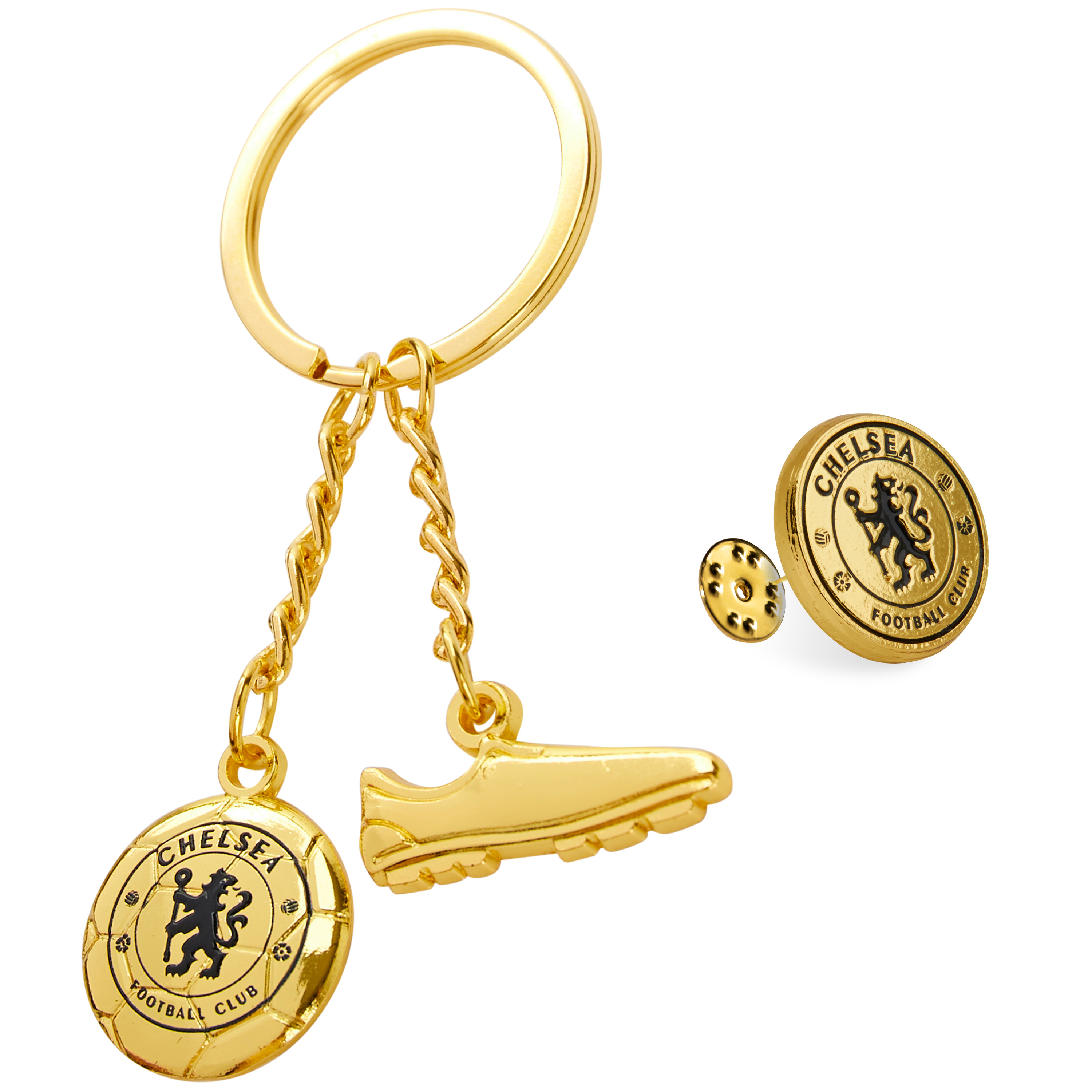 Chelsea F.C. Gold Keyring & Badge Set Football Fans Official