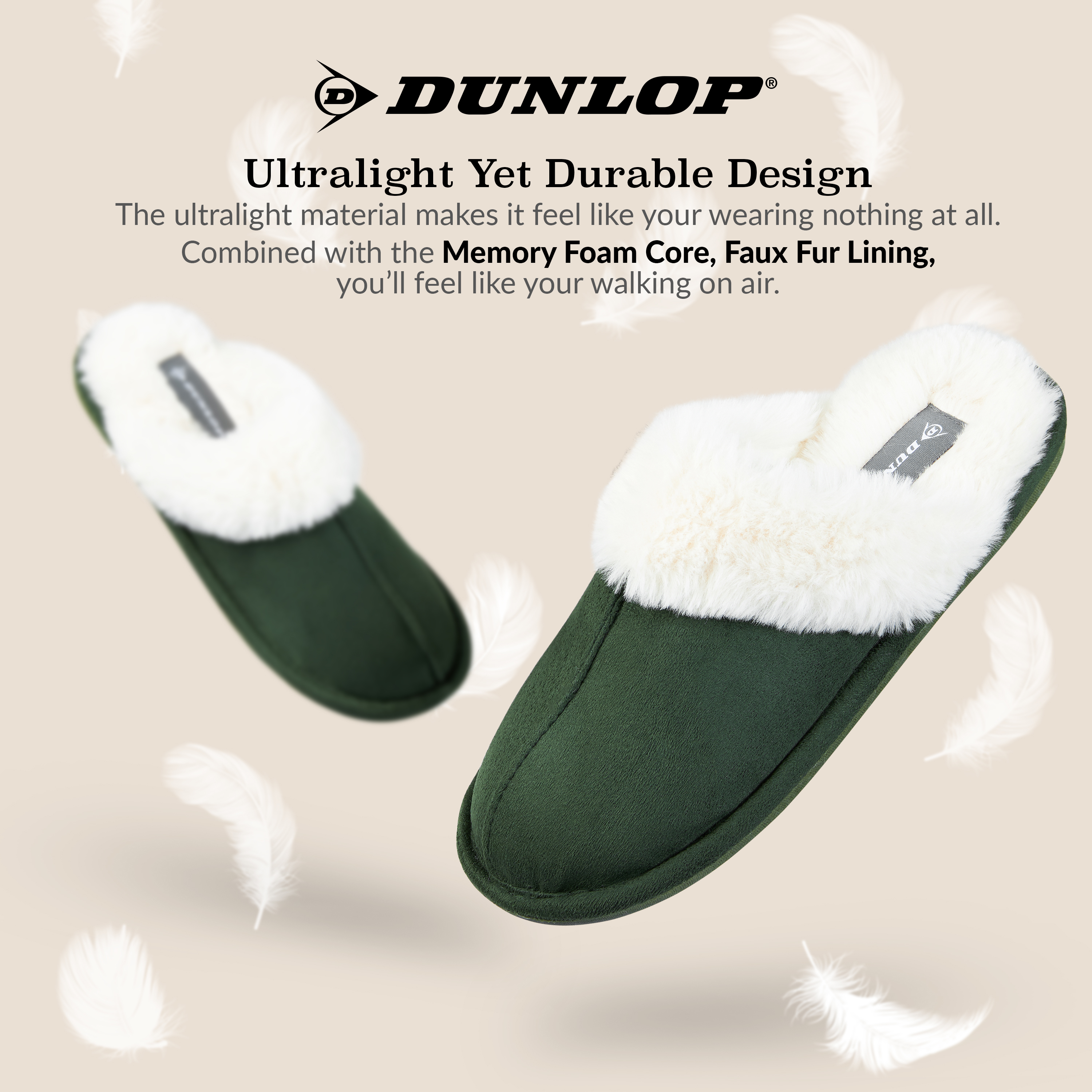Zapatillas Dunlop para mujer, espuma viscoelástica mullidas sin cordones zapatos de casa - Imagen 26 de 56