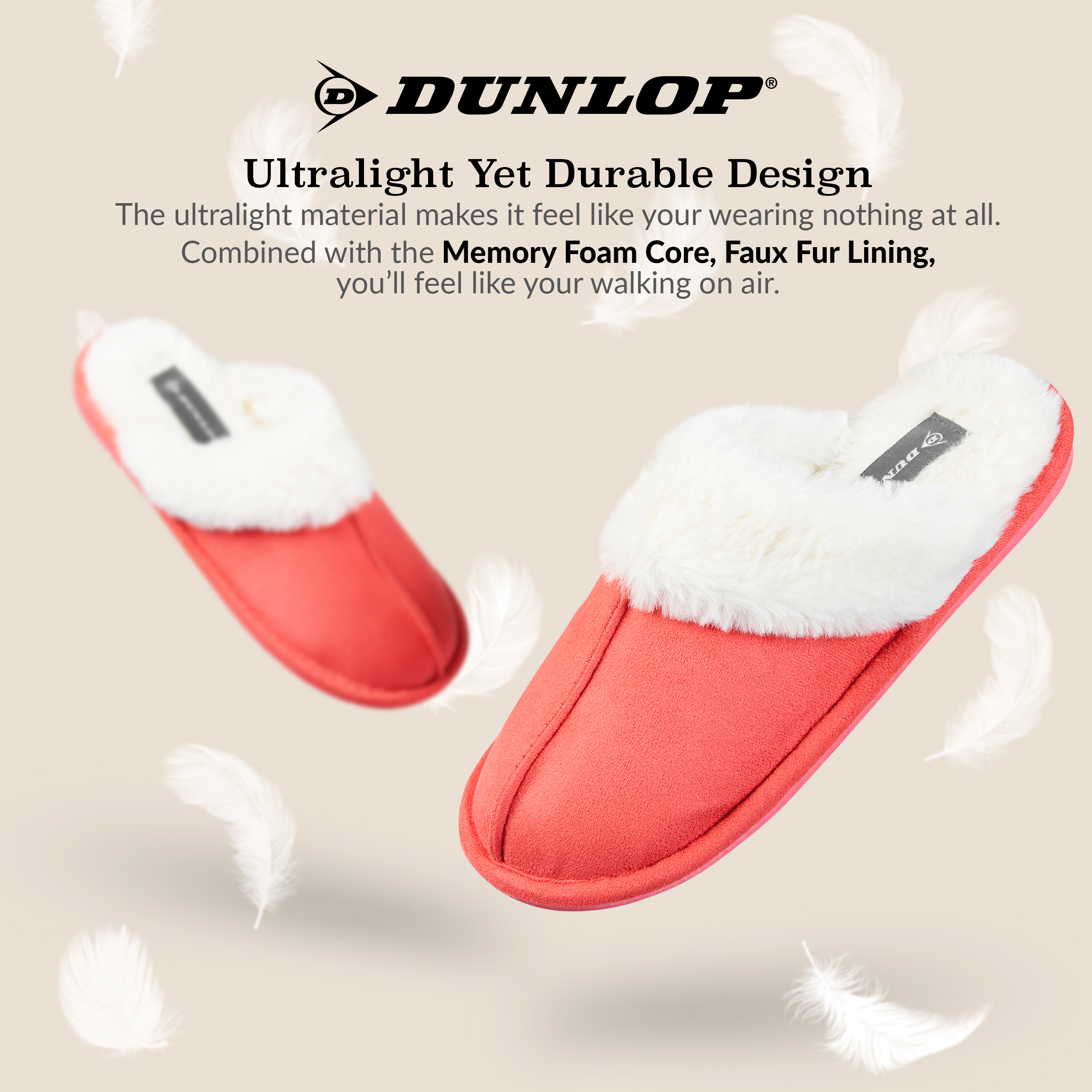 Zapatillas Dunlop para mujer, espuma viscoelástica mullidas sin cordones zapatos de casa - Imagen 40 de 56