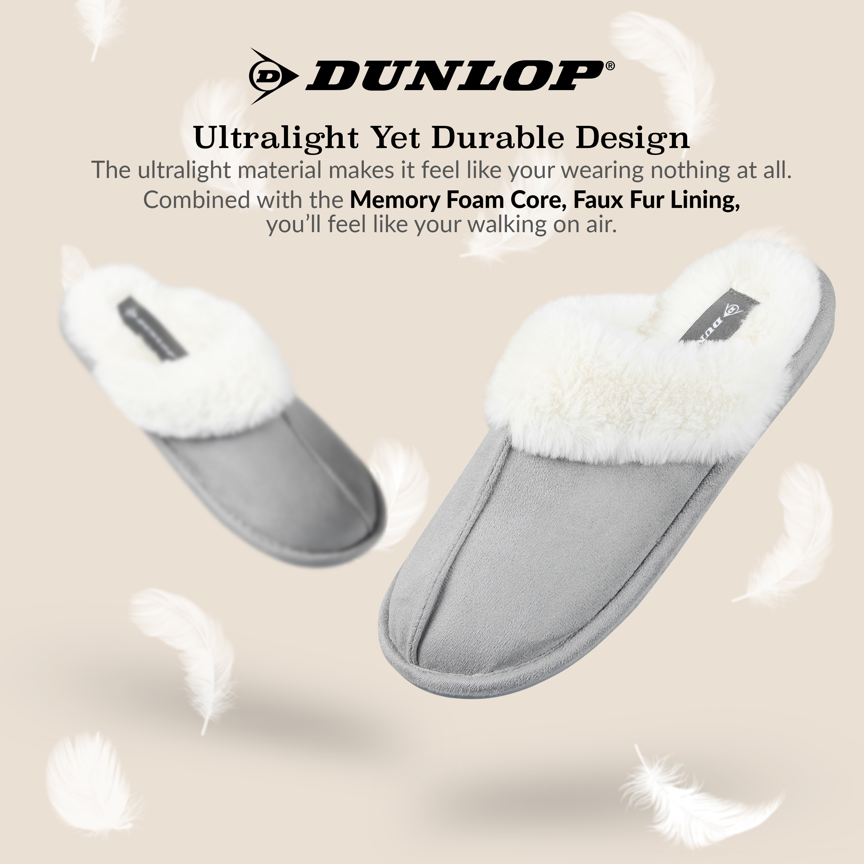 Zapatillas Dunlop para mujer, espuma viscoelástica mullidas sin cordones zapatos de casa - Imagen 19 de 56