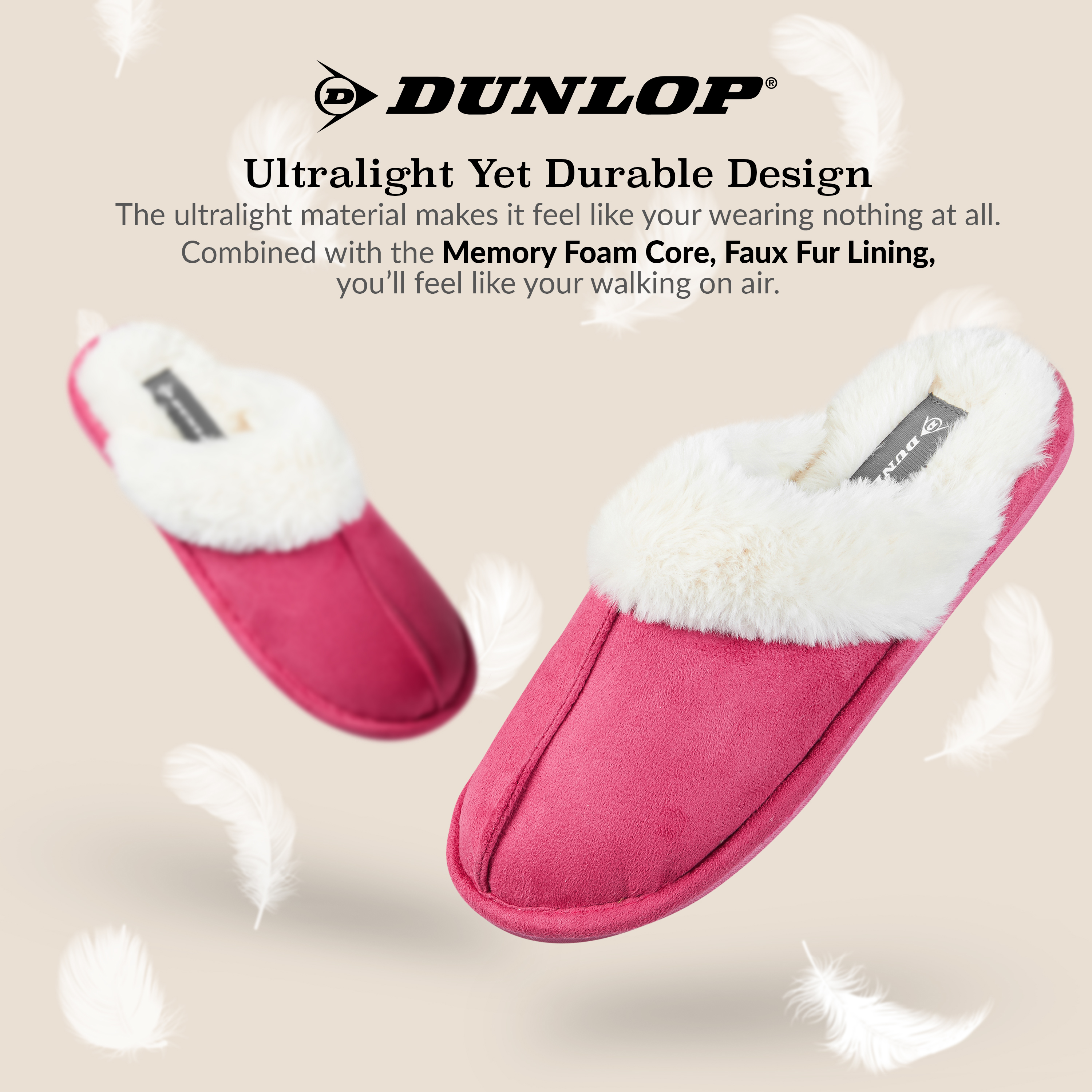 Zapatillas Dunlop para mujer, espuma viscoelástica mullidas sin cordones zapatos de casa - Imagen 54 de 56