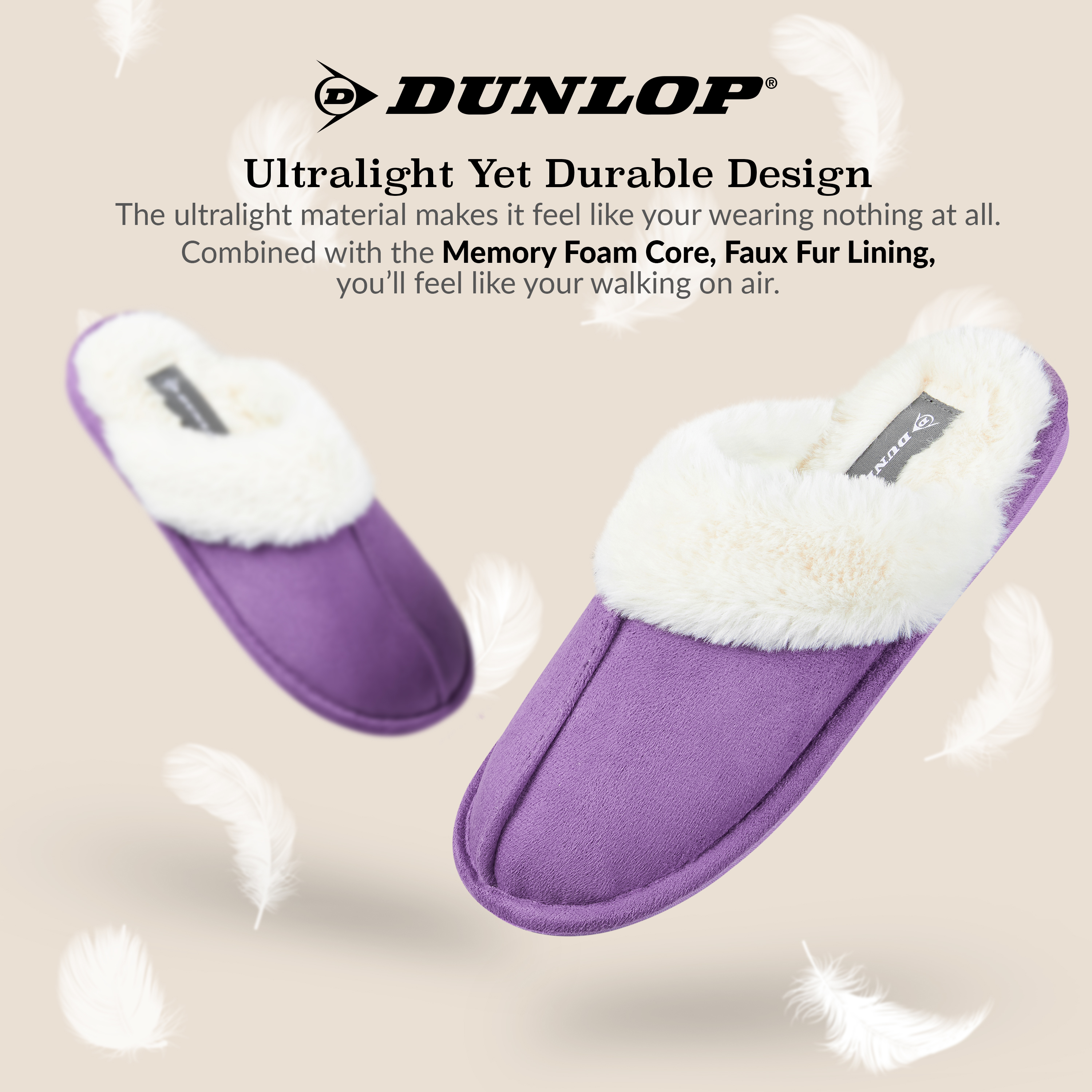 Zapatillas Dunlop para mujer, espuma viscoelástica mullidas sin cordones zapatos de casa - Imagen 47 de 56