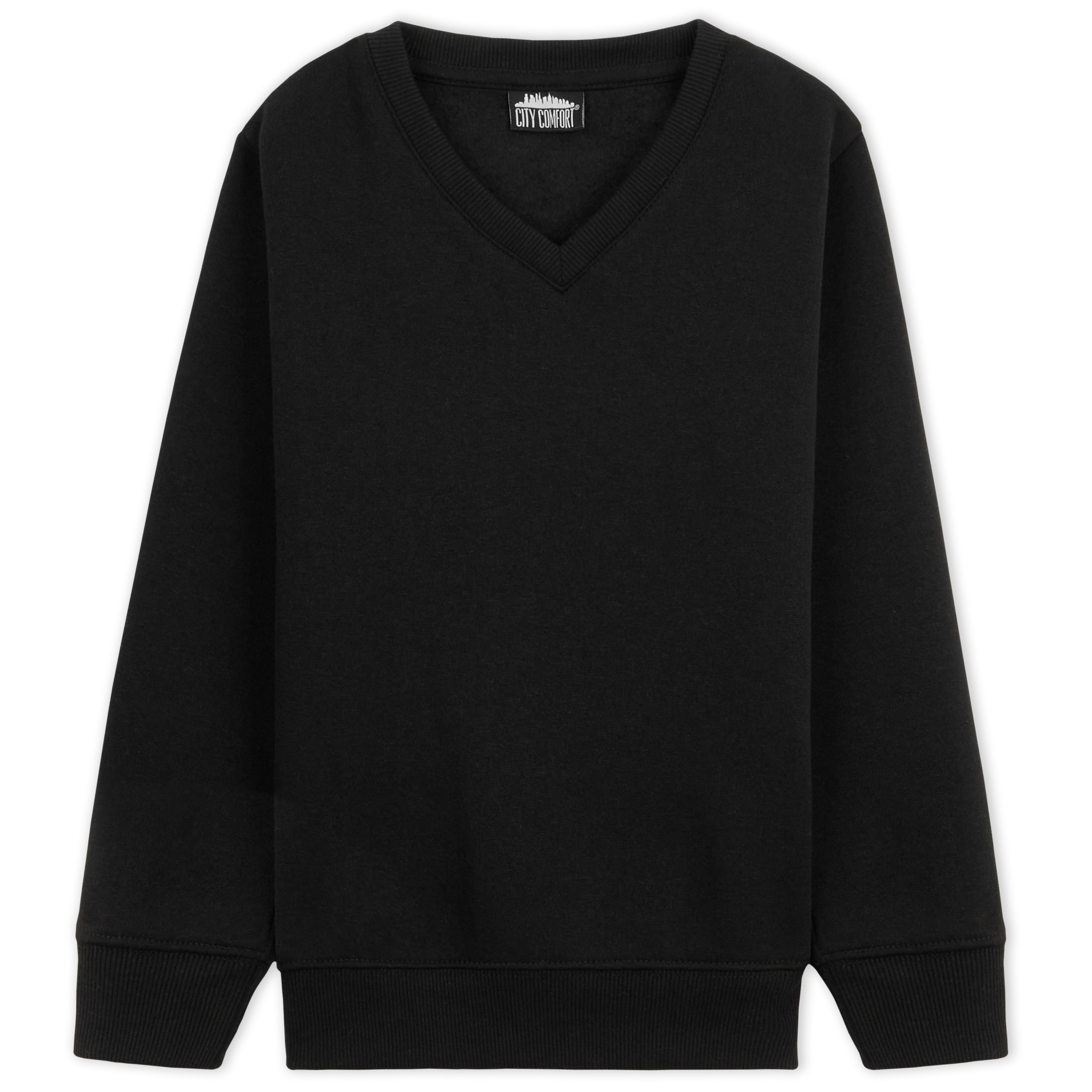 CityComfort Kids Boys V Neck Sweater Jumper Top - Black