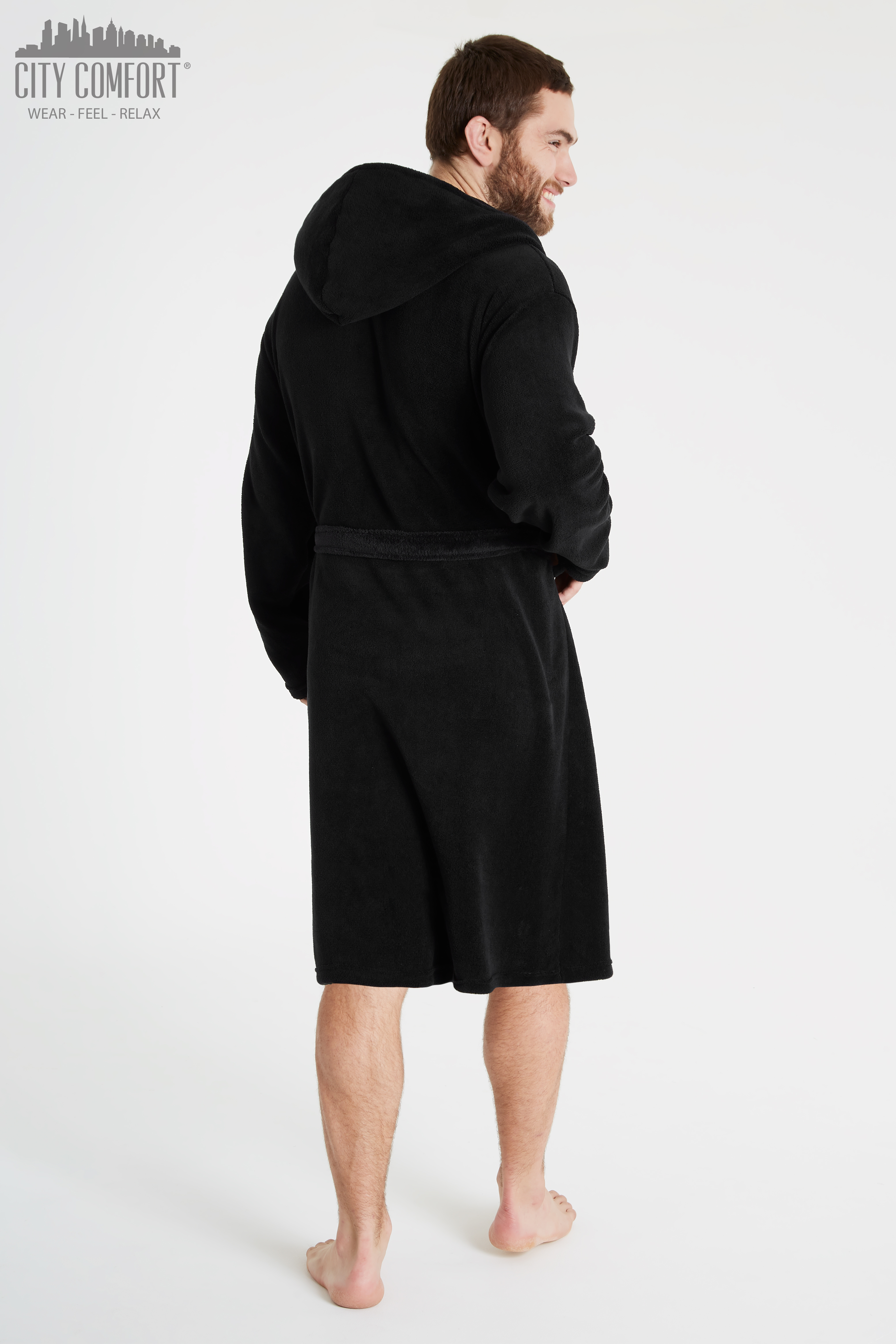 CityComfort Mens Hooded Dressing Gown Bathrobe Pockets Super Soft - Picture 7 of 21