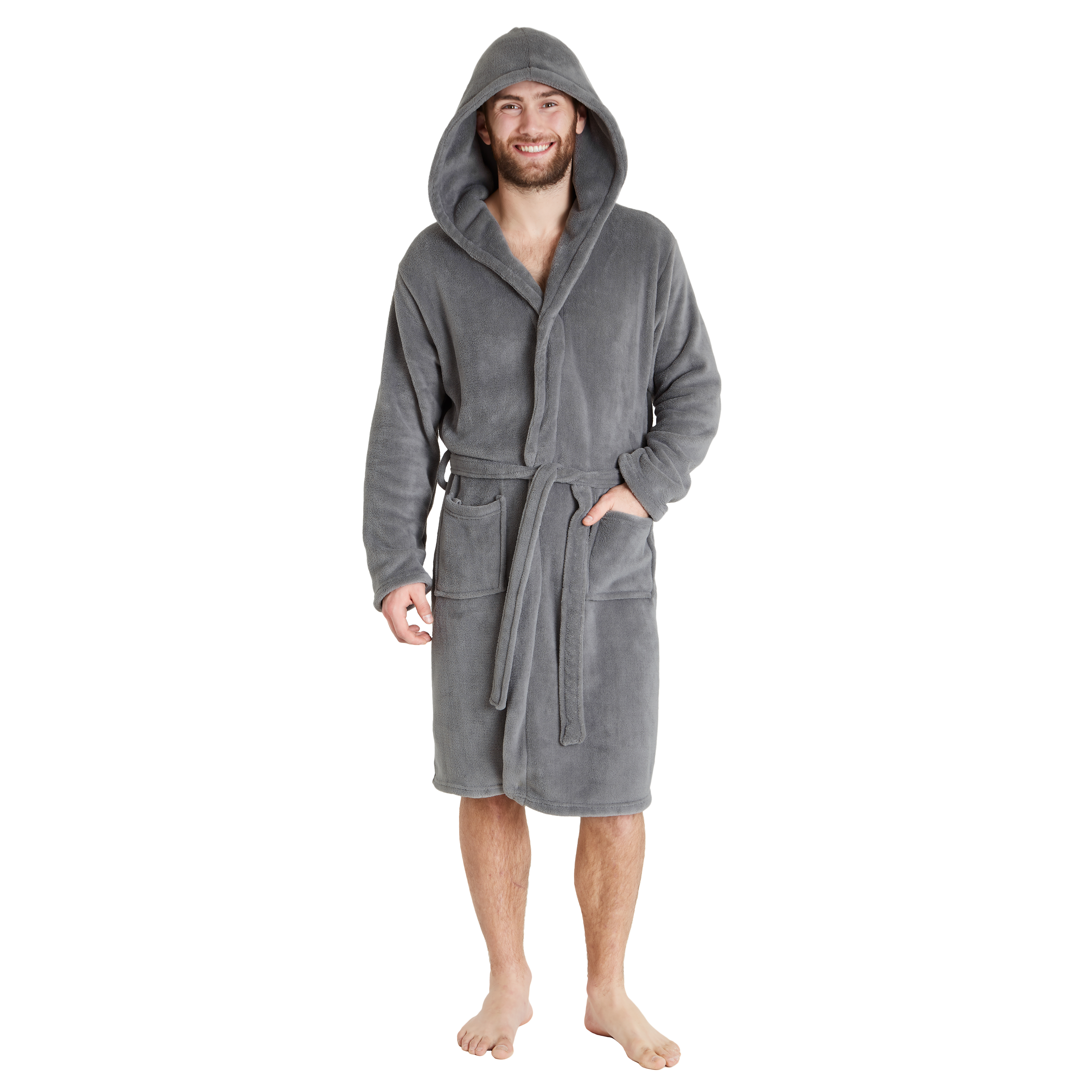 CityComfort Mens Hooded Dressing Gown Bathrobe Pockets Super Soft - Picture 8 of 21
