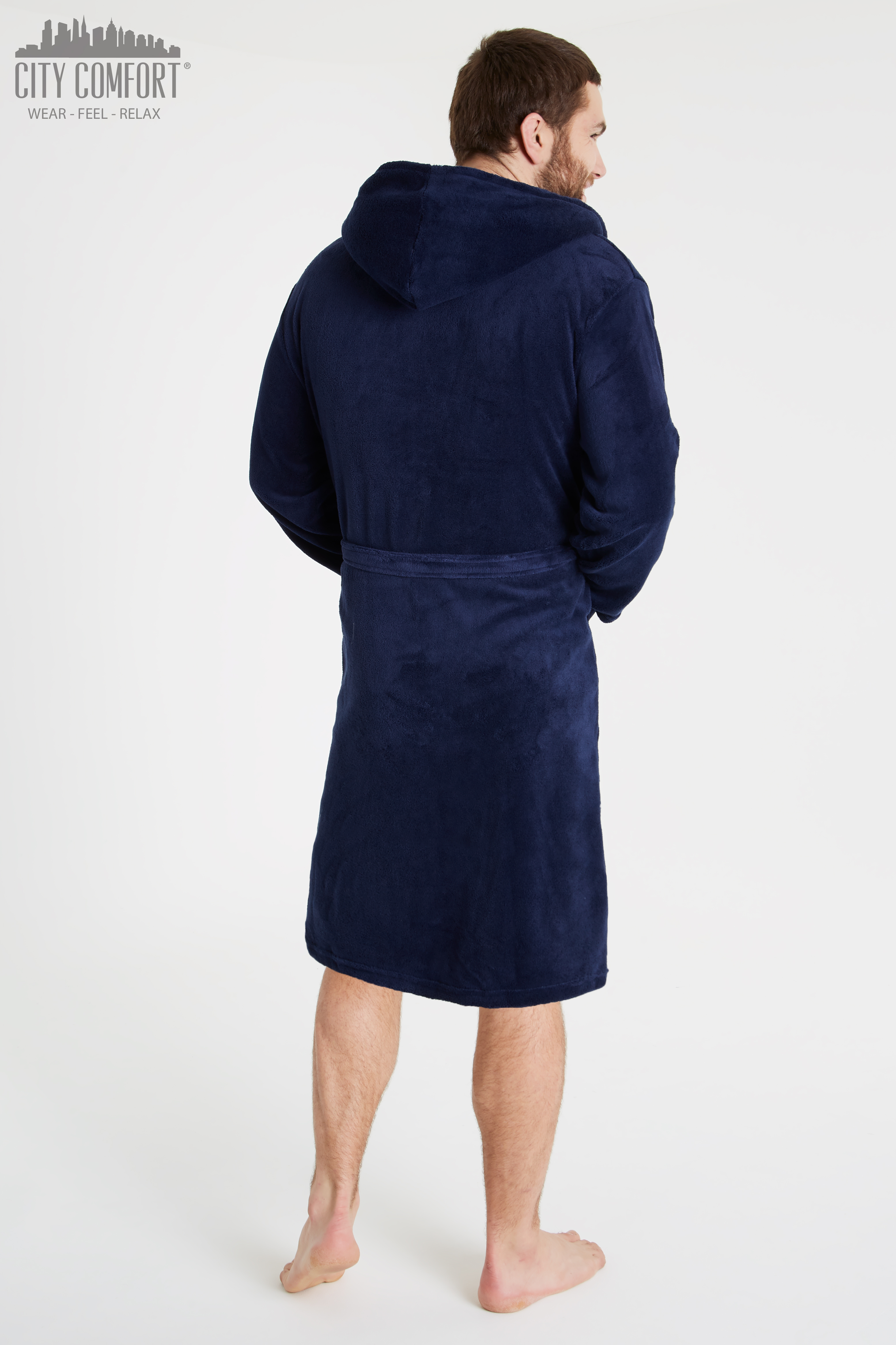 CityComfort Mens Hooded Dressing Gown Bathrobe Pockets Super Soft - Picture 21 of 21