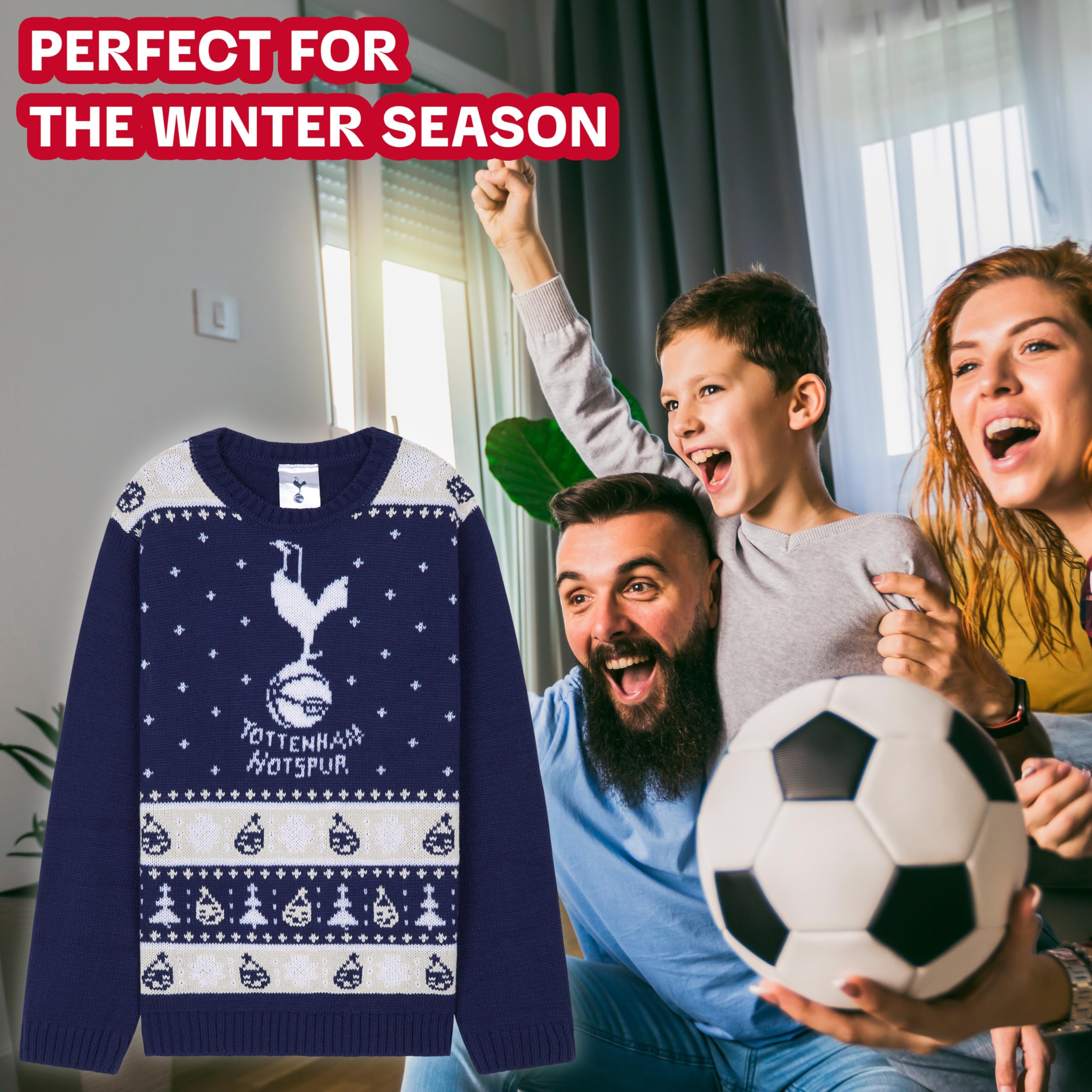 Tottenham Hotspur Fc Kids Christmas Jumper Crew Neck Long Sleeves 