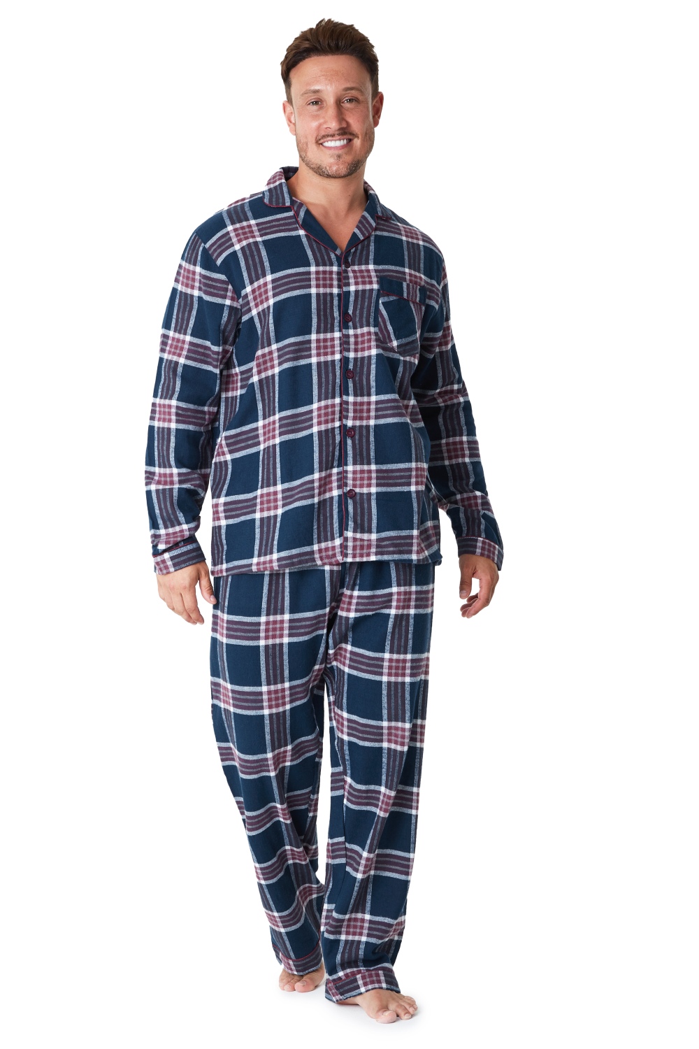 CityComfort Mens Pyjamas Set, Tartan Brushed Cotton Pyjamas